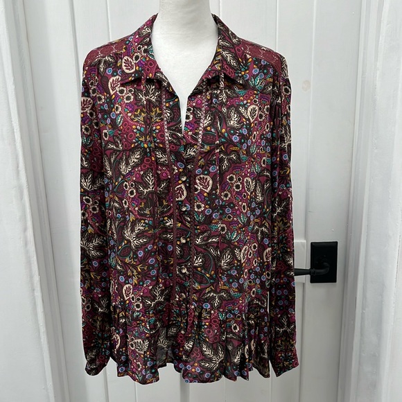 Anthropologie Multicolor Floral Blouse Maeve - Picture 2 of 11
